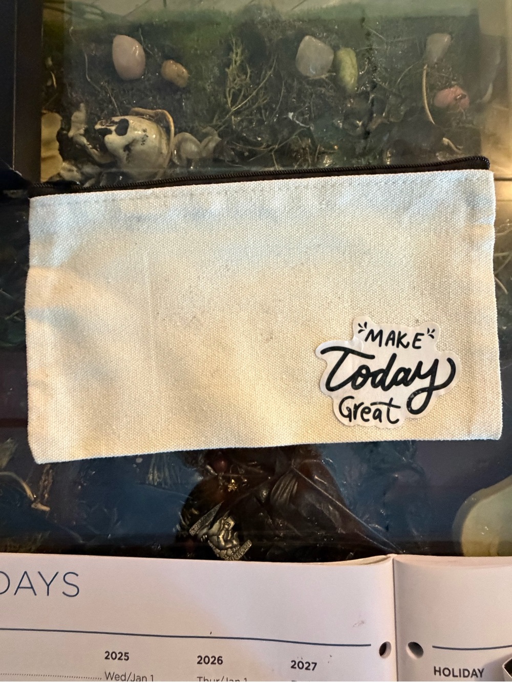 Make today great canvas makeup bag